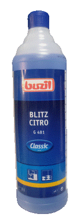 Buzil (Бузил) BLITZ CITRO G481 КОНЦЕНТРАТ 1 литр РН 7 Нейтральное универсальное моющее средство для ежедневной чистки любых поверхностей с сильным ароматом, бережная, высокая эффективность очистки, свежий аромат цитрусовых.