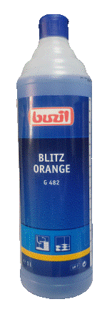 Buzil (Бузил) BLITZ ORANGE G482 КОНЦЕНТРАТ 1 литр РН 7 Нейтральное универсальное моющее средство для ежедневной чистки любых поверхностей с сильным ароматом, бережная, высокая эффективность очистки, свежий аромат апельсинов.