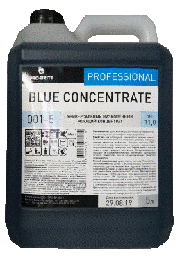 Pro-brite (Про-брайт) BLUE CONCENTRATE КОНЦЕНТРАТ 5 литров РН 11 Универсальное моющее средство для ручной и механизированной уборки. Высокая степень очистки моющихся поверхностей (полы, стены, мебель, пластик и т.д.), смягчает воду.