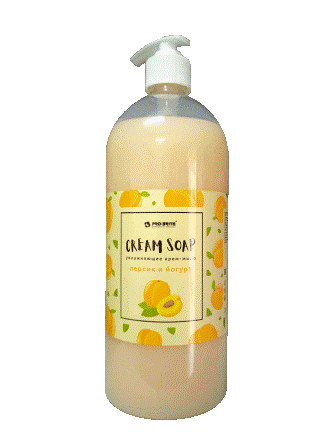 Pro-brite (Про-брайт) CREAM-SOAP 1 литр, увлажняющее крем-мыло с ароматом персика и йогурта.