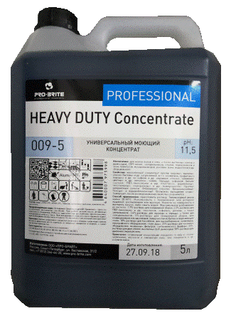 Pro-brite (Про-брайт) HAEVY DUTY Concentrate КОНЦЕНТРАТ 5 литров РН 11 Универсальное моющее и обезжиривающее средство. Эффективная очистка любых моющихся поверхностей, удаляет сложные загрязнения, как природные, так и бытовые.